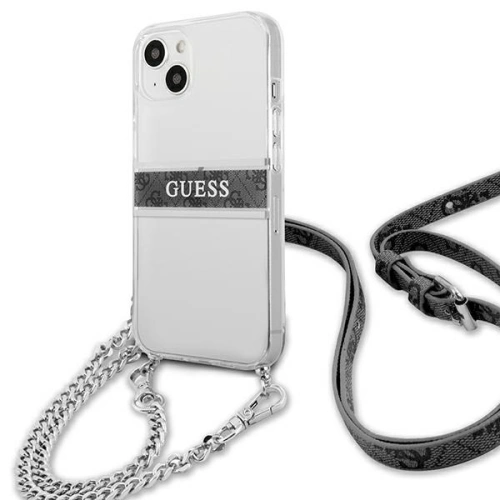 Etui Guess GUHCP13SKC4GBSI Apple iPhone 13 mini Transparent hardcase 4G Grey Strap Silver Chain
