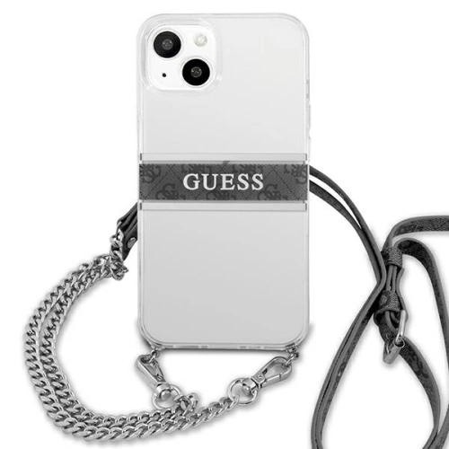 Etui Guess GUHCP13SKC4GBSI Apple iPhone 13 mini Transparent hardcase 4G Grey Strap Silver Chain