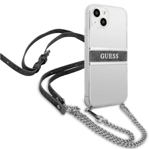 Etui Guess GUHCP13SKC4GBSI Apple iPhone 13 mini Transparent hardcase 4G Grey Strap Silver Chain