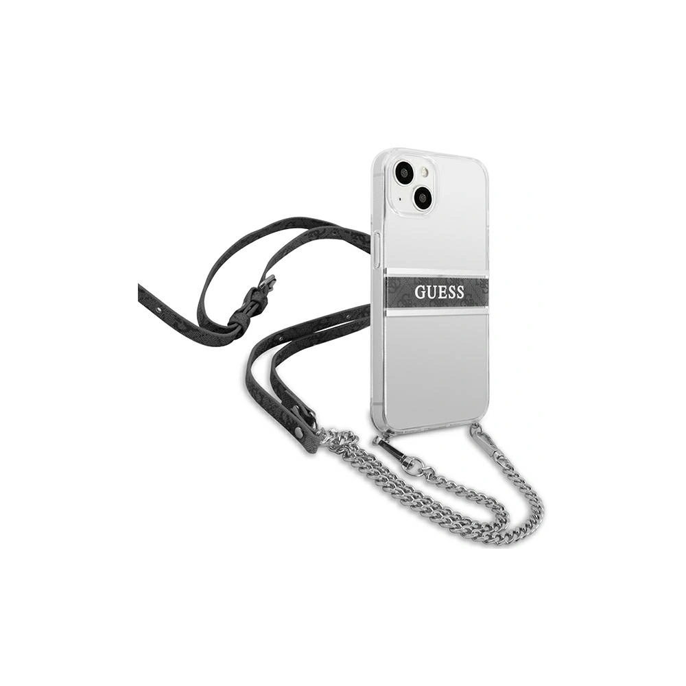 Hurtownia GSM - Etui Guess GUHCP13SKC4GBSI Apple iPhone 13 mini Transparent hardcase 4G Grey Strap Silver Chain - GUE1502CL - {ean13} - Hurt