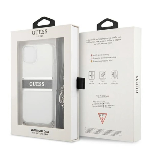 Etui Guess GUHCP13SKC4GBSI Apple iPhone 13 mini Transparent hardcase 4G Grey Strap Silver Chain
