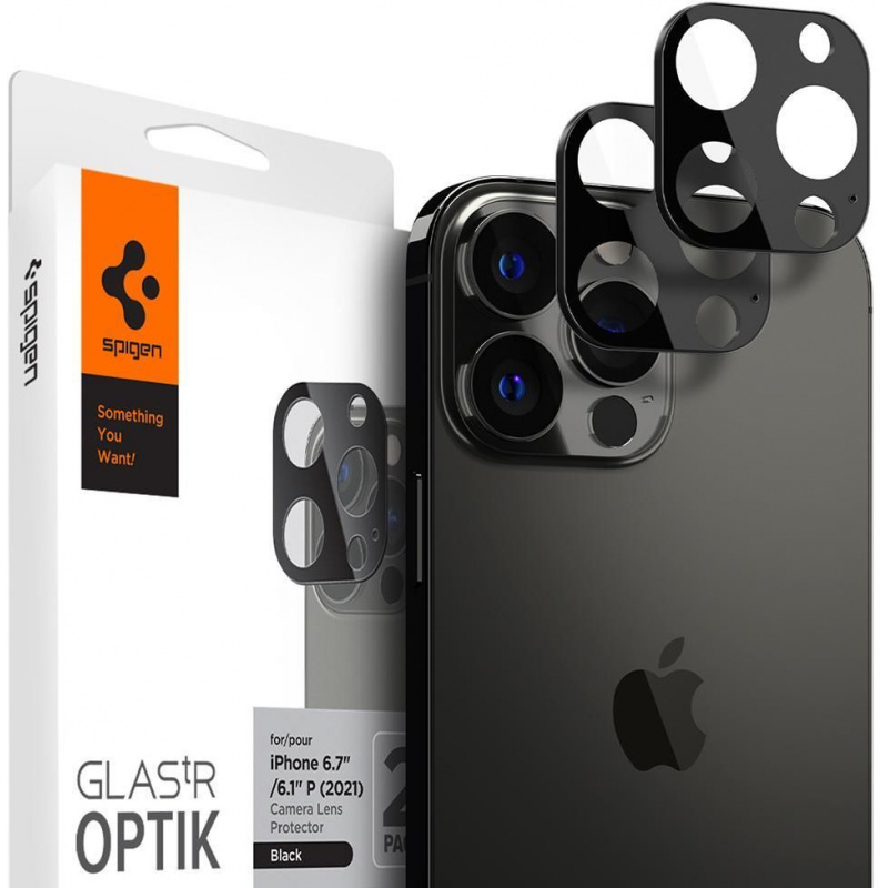 Spigen Distributor - 8809811856415 - SPN2017GPH - Szkło hartowane na aparat Spigen Optik Camera Lens Apple iPhone 13 Pro/13 Pro Max Graphite [2 PACK] - B2B homescreen