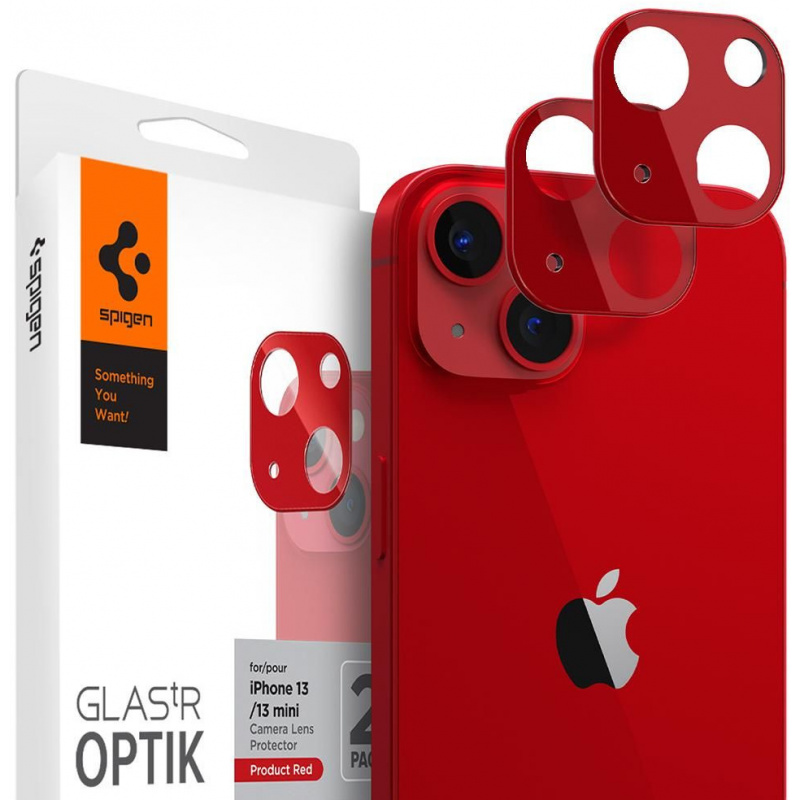 Spigen Distributor - 8809811856453 - SPN2018RED - Spigen Optik Camera Lens Apple iPhone 13/13 mini Red [2 PACK] - B2B homescreen
