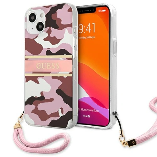 Etui Guess GUHCP13SKCABPI Apple iPhone 13 mini różowy/pink hardcase Camo Strap Collection