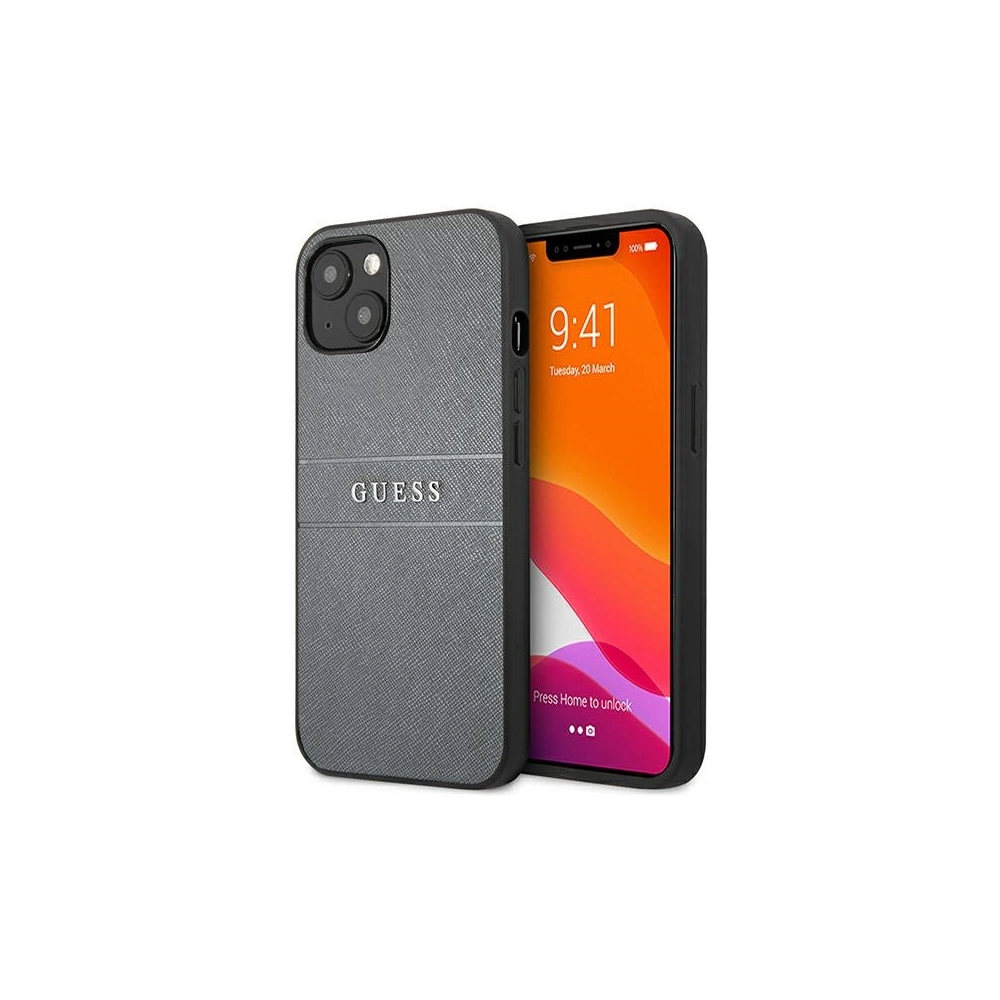 Hurtownia GSM - Etui Guess GUHCP13SPSASBGR Apple iPhone 13 mini šedý/grey Saffiano Strap - GUE1508GRY - {ean13} - Hurt
