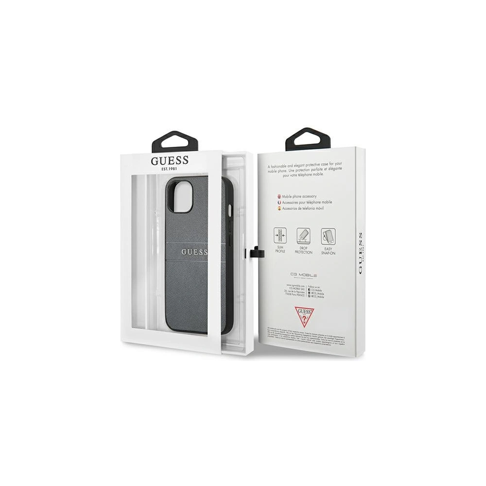 Hurtownia GSM - Etui Guess GUHCP13SPSASBGR Apple iPhone 13 mini šedý/grey Saffiano Strap - GUE1508GRY - {ean13} - Hurt