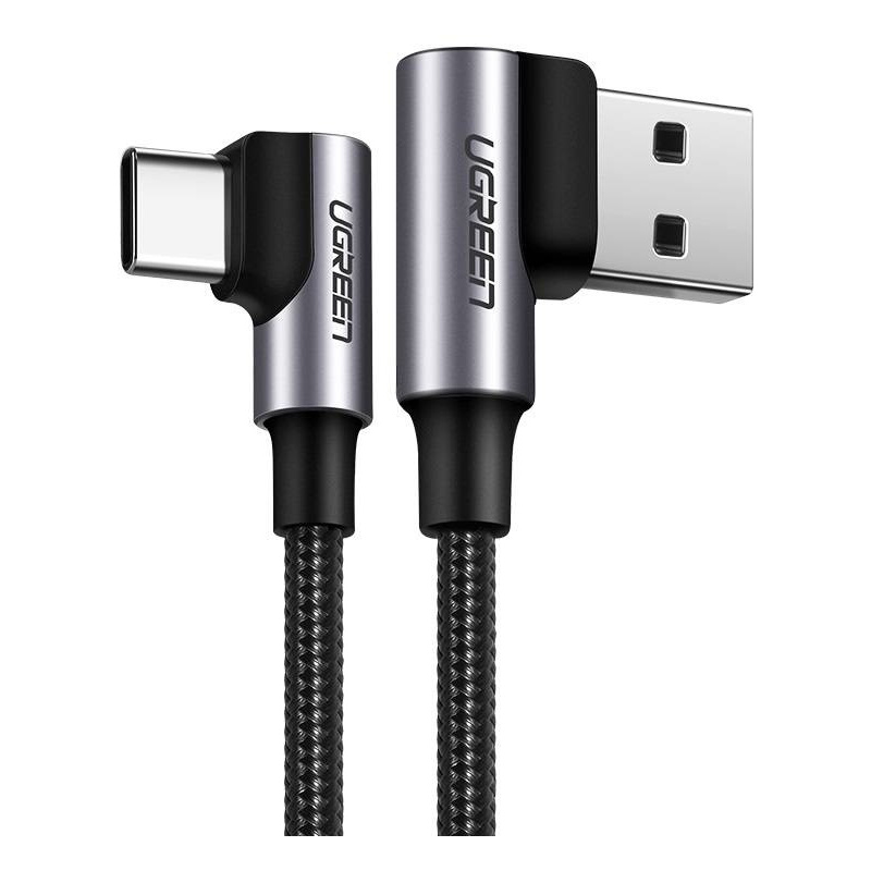 Ugreen Distributor - 6957303828579 - UGR1123BLK - Angle cable USB to USB-C UGREEN US176, 3A, 2m (black) - B2B homescreen
