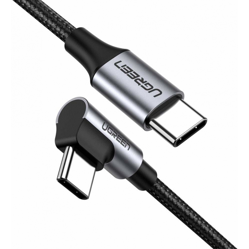 Ugreen Distributor - 6957303851225 - UGR1126BLK - UGREEN US255 USB-C to USB-C Elbow cable, 3A, 60W, 0.5m (Black) - B2B homescreen