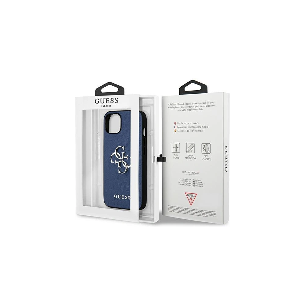 Hurtownia GSM - Etui Guess GUHCP13SSA4GSBL Apple iPhone 13 mini niebieski/blue hardcase Saffiano 4G Metal Logo - GUE1509BLU - {ean13} - Hurt