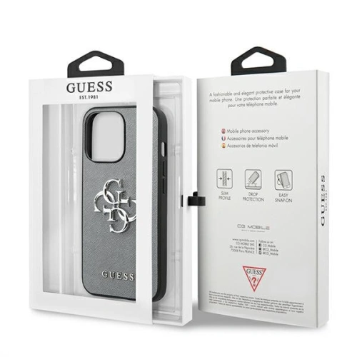 Etui Guess GUHCP13SSA4GSGR Apple iPhone 13 mini szary/grey hardcase Saffiano 4G Metal Logo