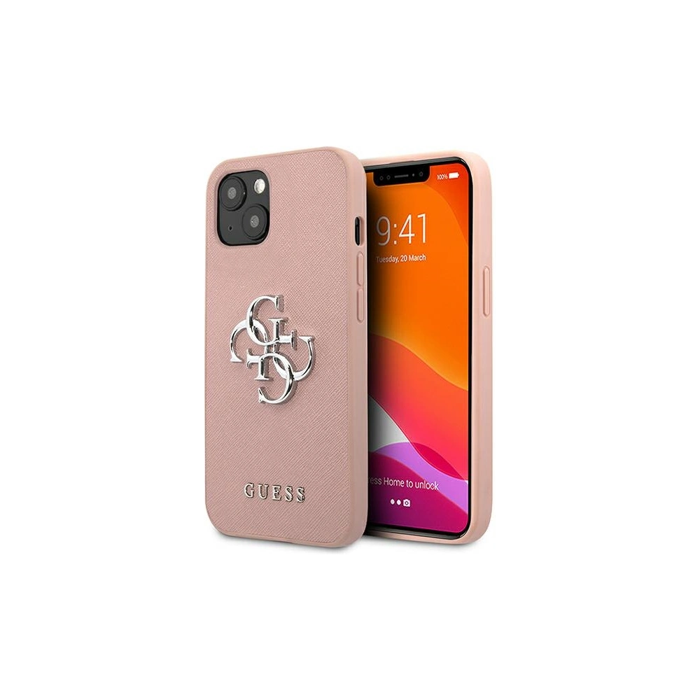 Hurtownia GSM - Etui Guess GUHCP13SSA4GSPI Apple iPhone 13 mini różowy/pink hardcase Saffiano 4G Metal Logo - GUE1511PNK - {ean13} - Hurt