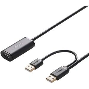 UGREEN US137 Prodlužovací kabel 2x USB 2.0, aktivní, 10m (černý)