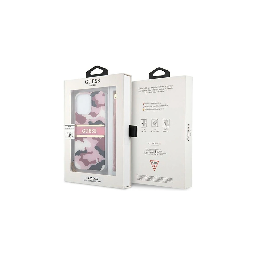 Wholesale Guess GUHCP13XKCABPI Apple iPhone 13 Pro Max pink hardcase Camo Strap Collection - GUE1517PNK - {ean13} - Hurt
