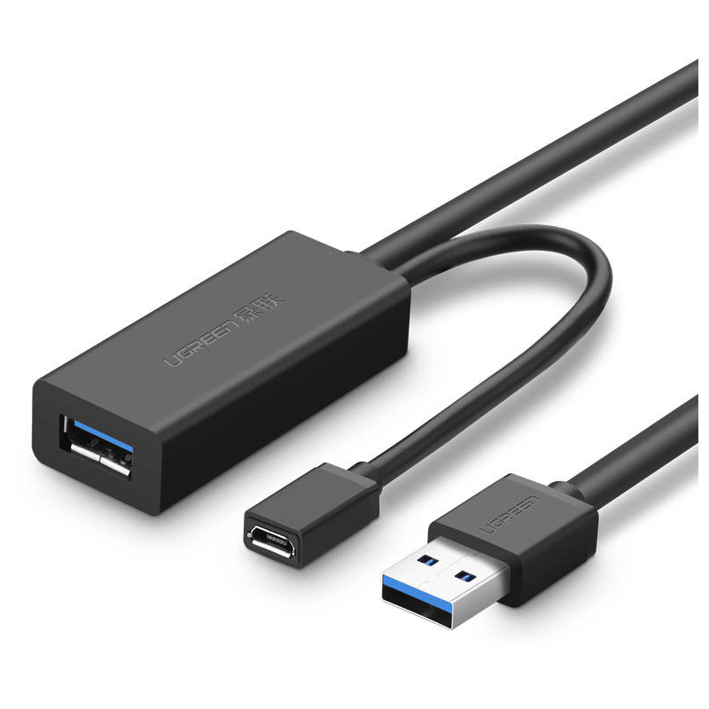 Ugreen Distributor - 6957303828265 - UGR1158BLK - UGREEN US175, USB 3.0, micro USB, extension cable, 5m (black) - B2B homescreen
