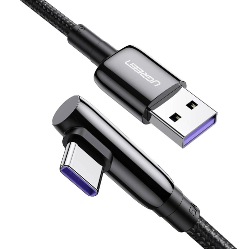 Kabel USB do USB-C UGREEN US317 kątowy, 2m (czarny)
