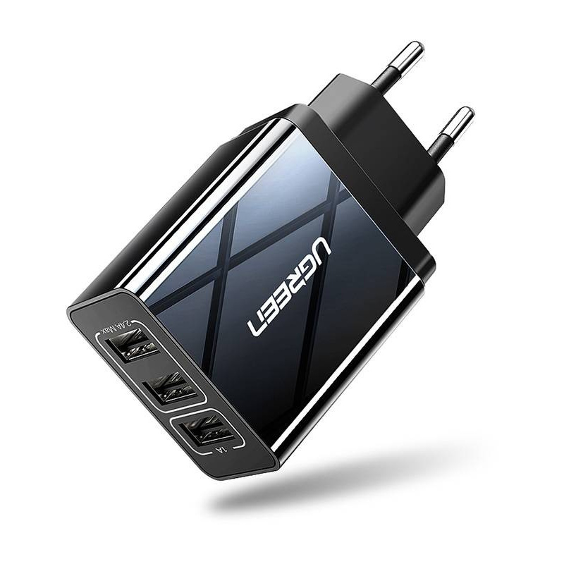 Ugreen Distributor - 6957303858163 - UGR1167BLK - Wall charger UGREEN ED013, 3x USB, 2.4A (black) - B2B homescreen