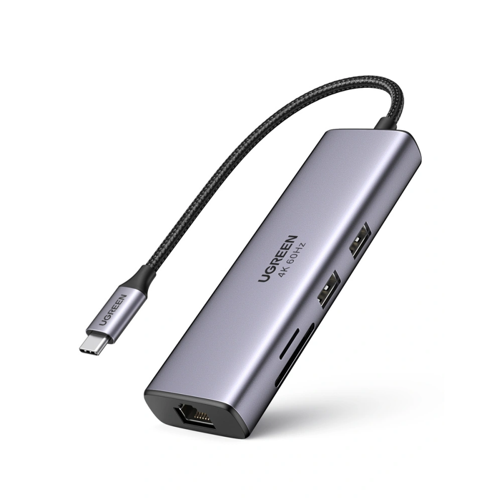Wholesale UGREEN CM512 6-in-1 Adapter USB-C to 2x USB + HDMI + USB-C + RJ45 + TF/SD (Grey) - UGR1172GRY - {ean13} - Hurt