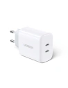 Ładowarka sieciowa UGREEN CD243, 2x USB-C, 40W (Biała)