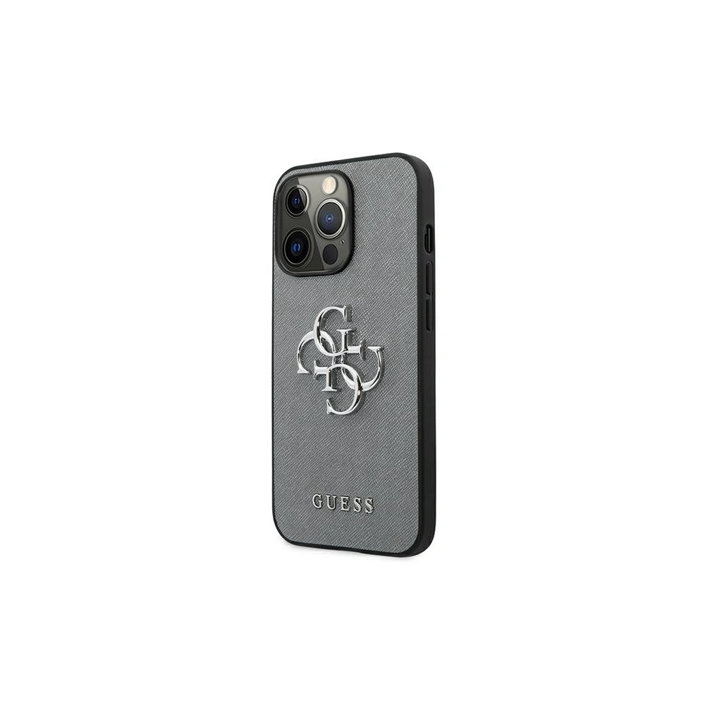 Wholesale Guess GUHCP13XSA4GSGR Apple iPhone 13 Pro Max grey hardcase Saffiano 4G Metal Logo - GUE1522GRY - {ean13} - Hurt