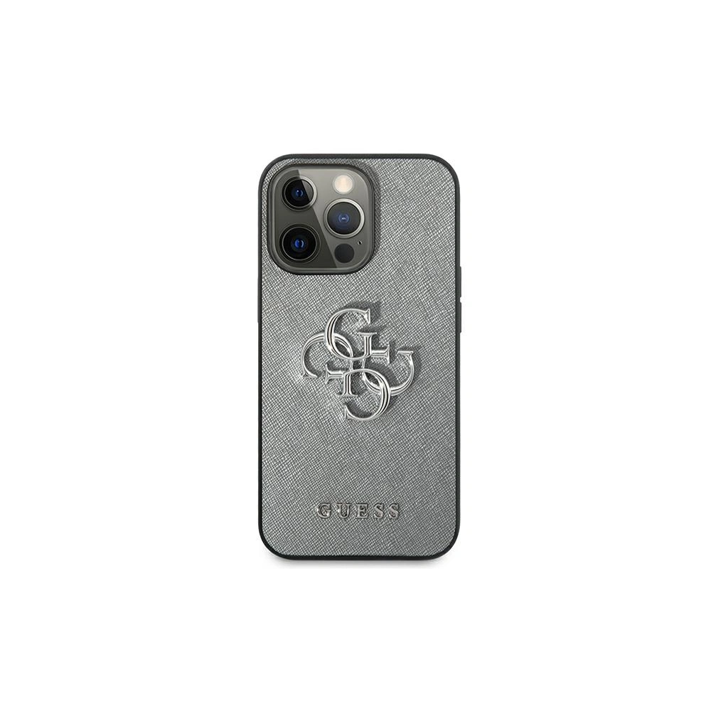 Wholesale Guess GUHCP13XSA4GSGR Apple iPhone 13 Pro Max grey hardcase Saffiano 4G Metal Logo - GUE1522GRY - {ean13} - Hurt
