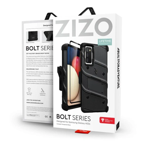 Etui ZIZO BOLT Series Samsung Galaxy A02S + szkło (czarny)