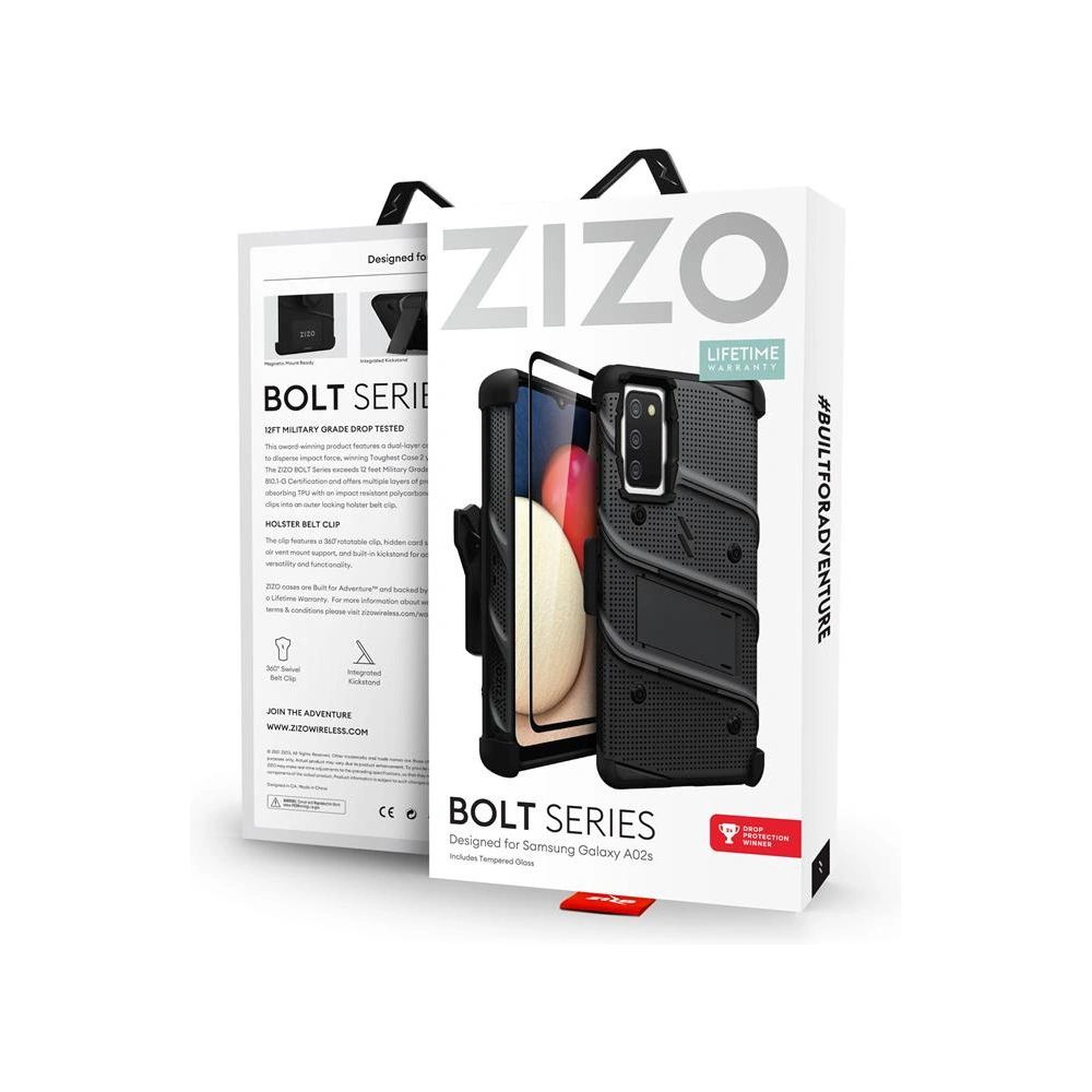 Hurtownia GSM - Etui ZIZO BOLT Series Samsung Galaxy A02S + sklo (černé) - ZIZ090BLK - {ean13} - Hurt