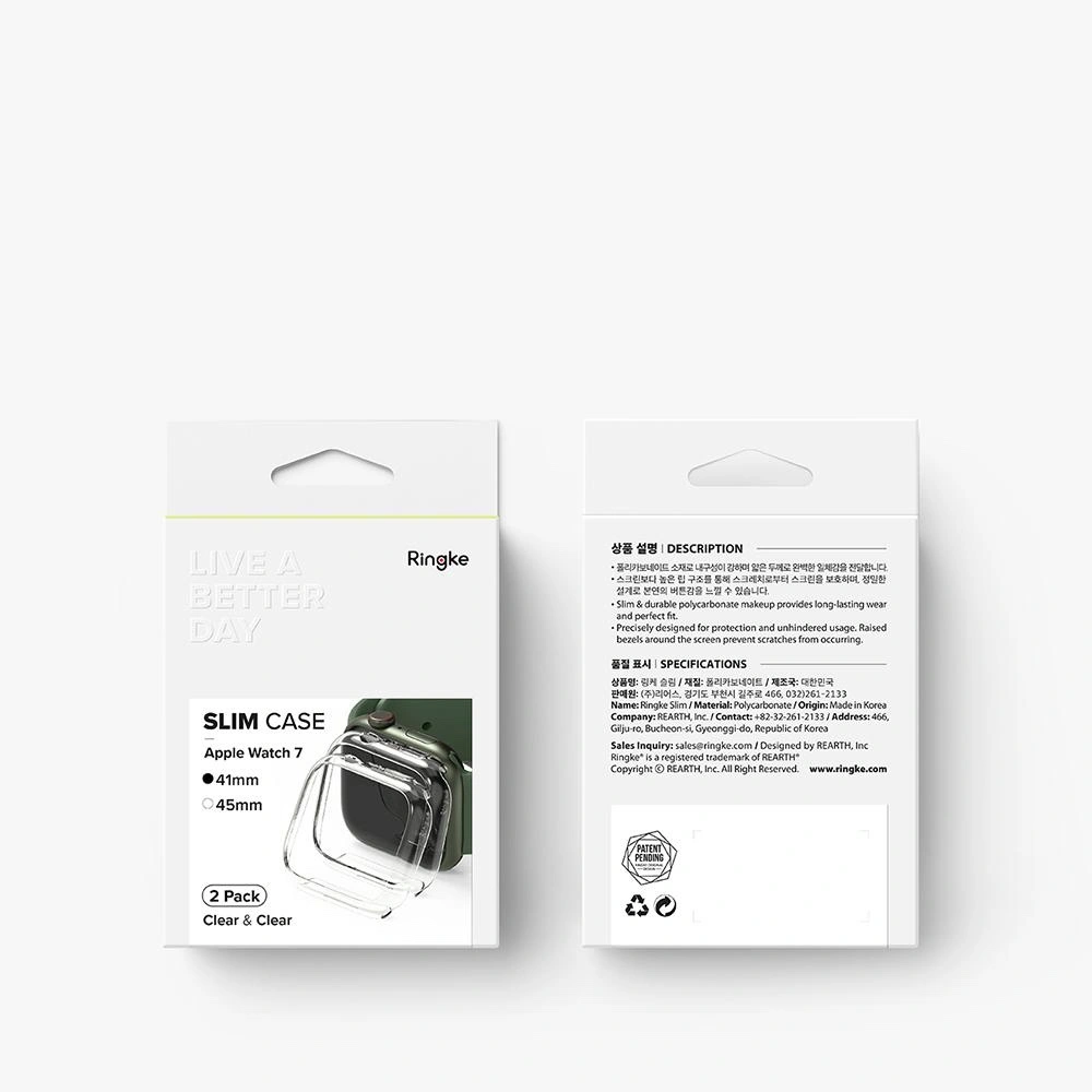 Etui nakládka Ringke Slim Apple Watch 4/5/6/7/SE/8/9 40/41mm Clear + White [2 PACK]