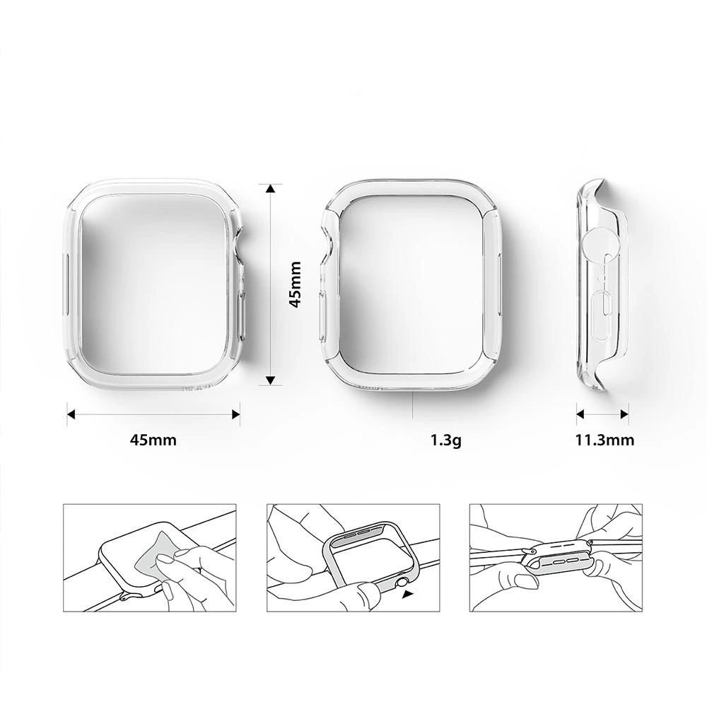 Wholesale Case cover Ringke Slim Apple Watch 4/5/6/7/8/9/SE 44/45mm Clear + White [2 PACK] - RGK1525CLWHT - {ean13} - Hurt
