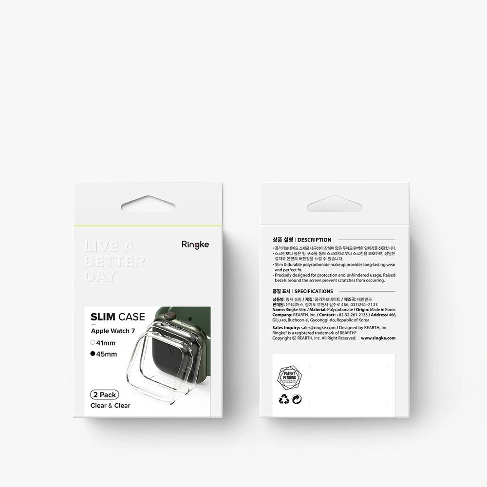 Wholesale Case cover Ringke Slim Apple Watch 4/5/6/7/8/9/SE 44/45mm Clear + White [2 PACK] - RGK1525CLWHT - {ean13} - Hurt