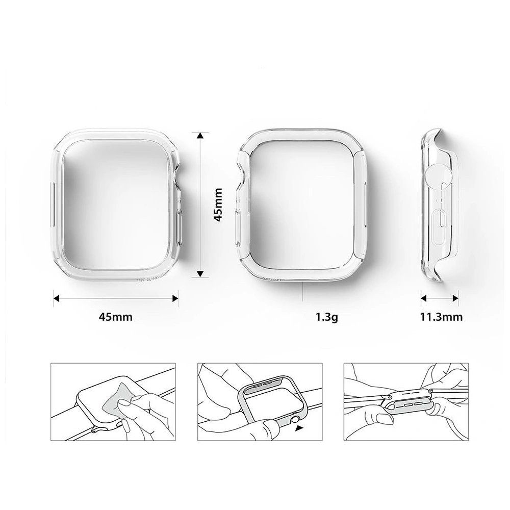 Wholesale Case cover Ringke Slim Apple Watch 4/5/6/7/8/9/SE 44/45mm Clear + Matte Black [2 PACK] - RGK1526CLMBL - {ean13} - Hurt