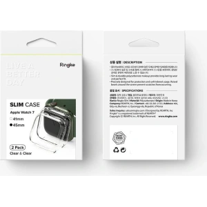 Etui nakładka Ringke Slim Apple Watch 4/5/6/7/8/9/SE 44/45mm Clear + Matte Black [2 PACK]