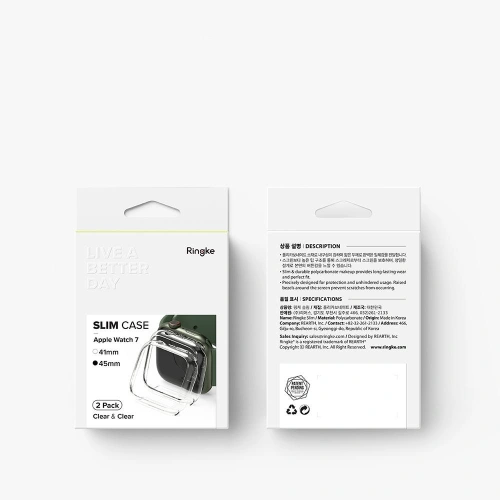 Etui nakładka Ringke Slim Apple Watch 4/5/6/7/8/9/SE 44/45mm Clear + Matte Black [2 PACK]