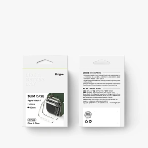 Etui nakładka Ringke Slim Apple Watch 4/5/6/7/8/9/SE 44/45mm Clear + Metallic Blue [2 PACK]
