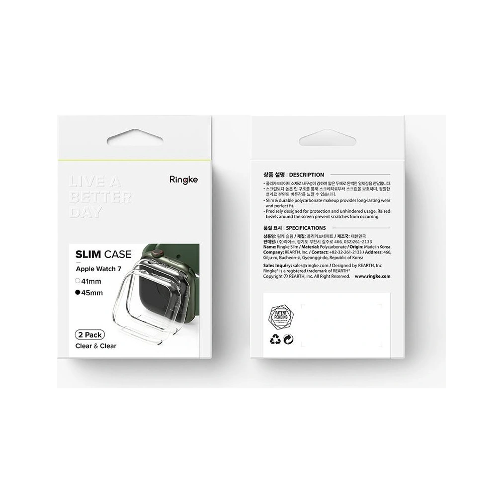 Hurtownia GSM - Case cover Ringke Slim Apple Watch 4/5/6/7/8/9/SE 44/45mm Clear + Deep Green [2 PACK] - RGK1528CLGRN - {ean13} - Hurt