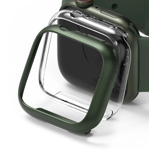 Etui nakładka Ringke Slim Apple Watch 4/5/6/7/8/9/SE 44/45mm Clear + Deep Green [2 PACK]