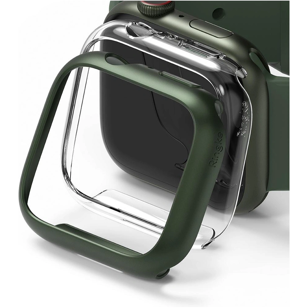 Hurtownia GSM - Case cover Ringke Slim Apple Watch 4/5/6/7/8/9/SE 44/45mm Clear + Deep Green [2 PACK] - RGK1528CLGRN - {ean13} - Hurt