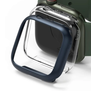 Etui nakládka Ringke Slim Apple Watch 4/5/6/7/8/9/SE 44/45mm Čiré + Metalická modrá [2 PACK]
