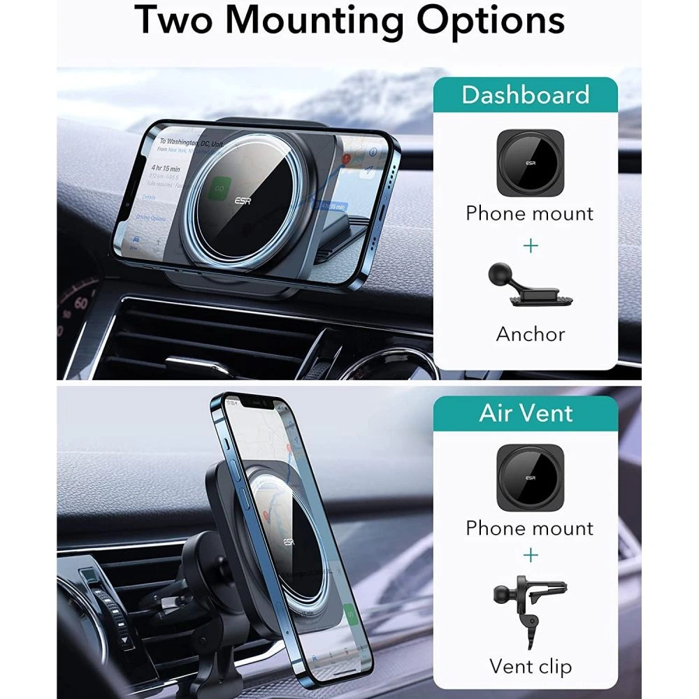Wholesale ESR HaloLock MagSafe Magnetic Car Mount Set Black - ESR448BLK - {ean13} - Hurt