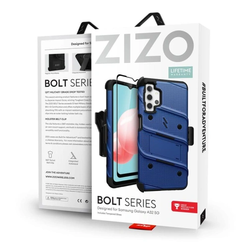 Etui ZIZO BOLT Series Samsung Galaxy A32 5G + szkło (niebieski)