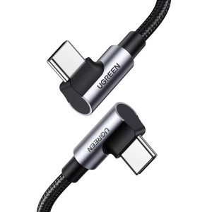 Kabel USB-C do USB-C, kątowy UGREEN US335, 5A, 100W, 1m (czarny)