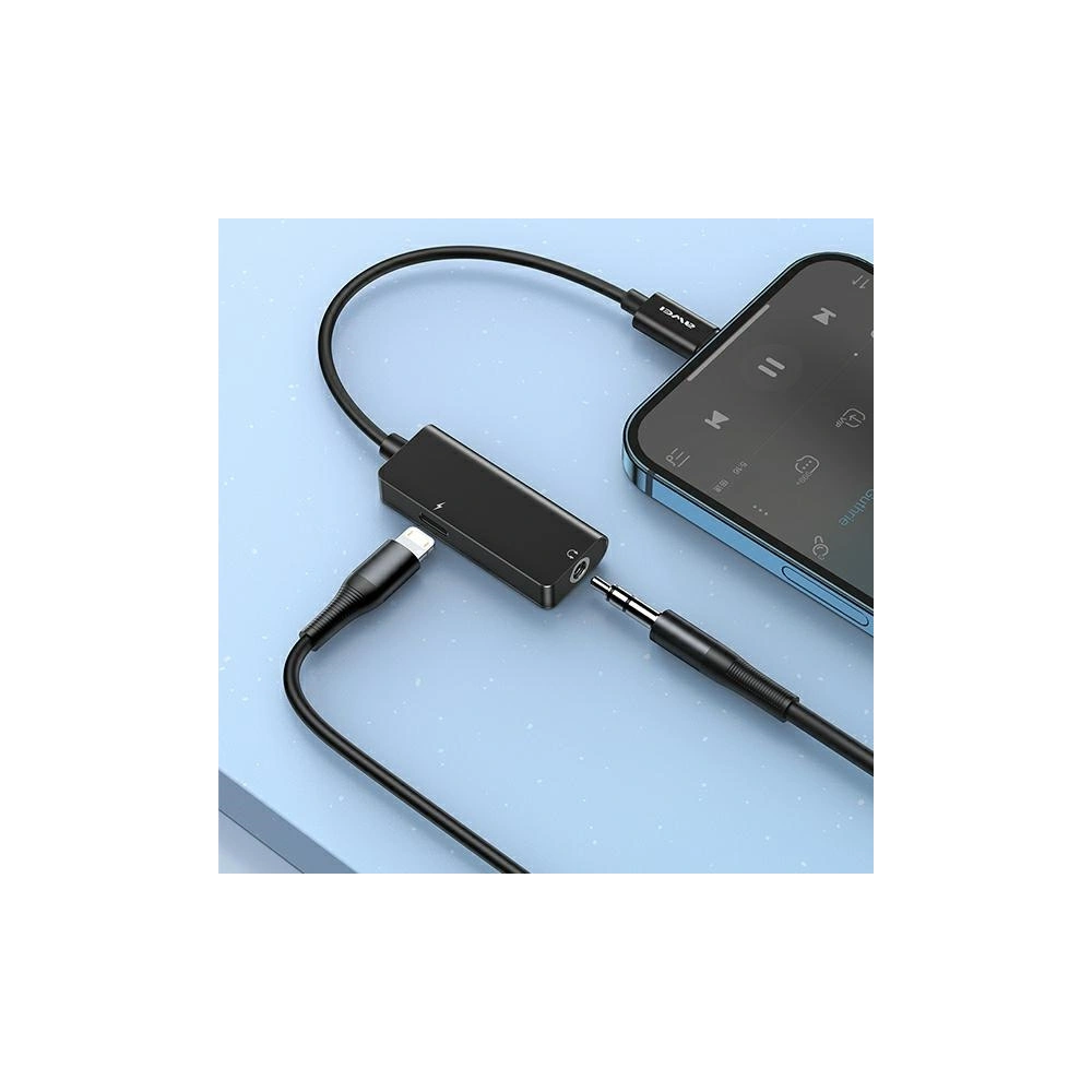 Hurtownia GSM - AWEI Adaptér CL-121 Lightning-Lightning/ Jack 3.5 2w1 černý - AWEI083BLK - {ean13} - Hurt
