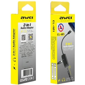 Hurtownia GSM - AWEI Adapter CL-121 Lightning-Lightning/ Jack 3.5 2w1 czarny - AWEI083BLK - {ean13} - Hurt