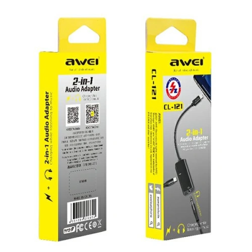 AWEI Adapter CL-121 Lightning-Lightning/ Jack 3.5 2w1 czarny