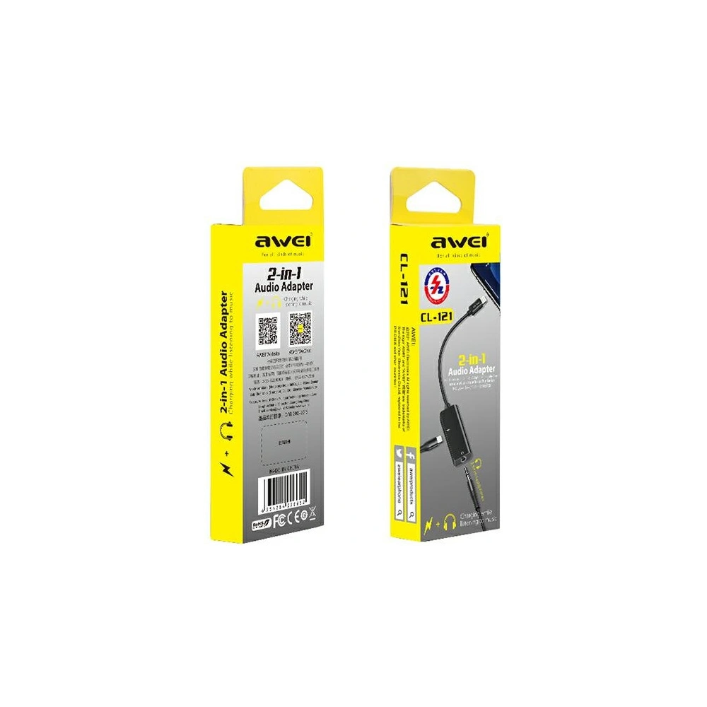 Hurtownia GSM - AWEI Adaptér CL-121 Lightning-Lightning/ Jack 3.5 2w1 černý - AWEI083BLK - {ean13} - Hurt