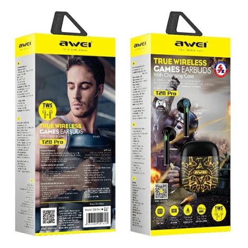 AWEI słuchawki Bluetooth 5.0 T28 Pro TWS + stacja dokująca czarny