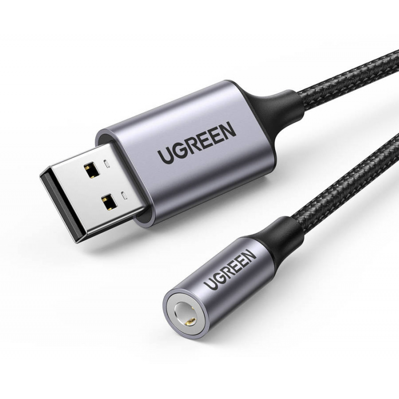 Ugreen Distributor - 6957303837571 - UGR1179GRY - UGREEN CM477 Audio Adapter, USB to Mini Jack 3.5mm AUX (grey) - B2B homescreen
