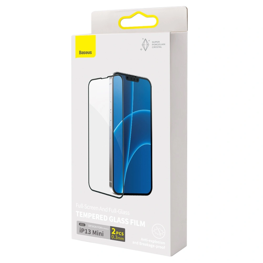 Hurtownia GSM - Tvrzené sklo 0.3mm Baseus SGQP030001 Apple iPhone 13 mini [2 PACK] (černý rámeček) - BSU2940 - {ean13} - Hurt