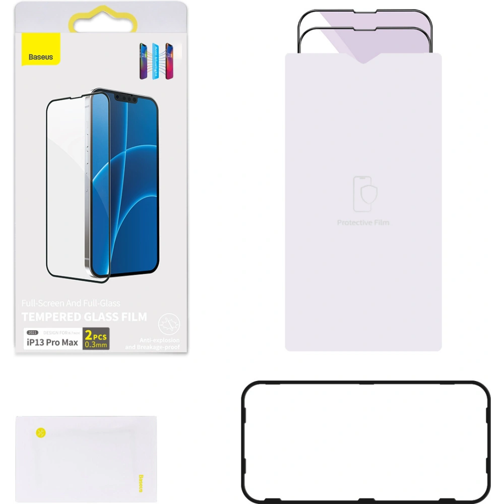 Hurtownia GSM - Tvrzené sklo 0.3mm Baseus SGQP010501 Apple iPhone 13 Pro Max [2 PACK] (černý rámeček) - BSU2941 - {ean13} - Hurt