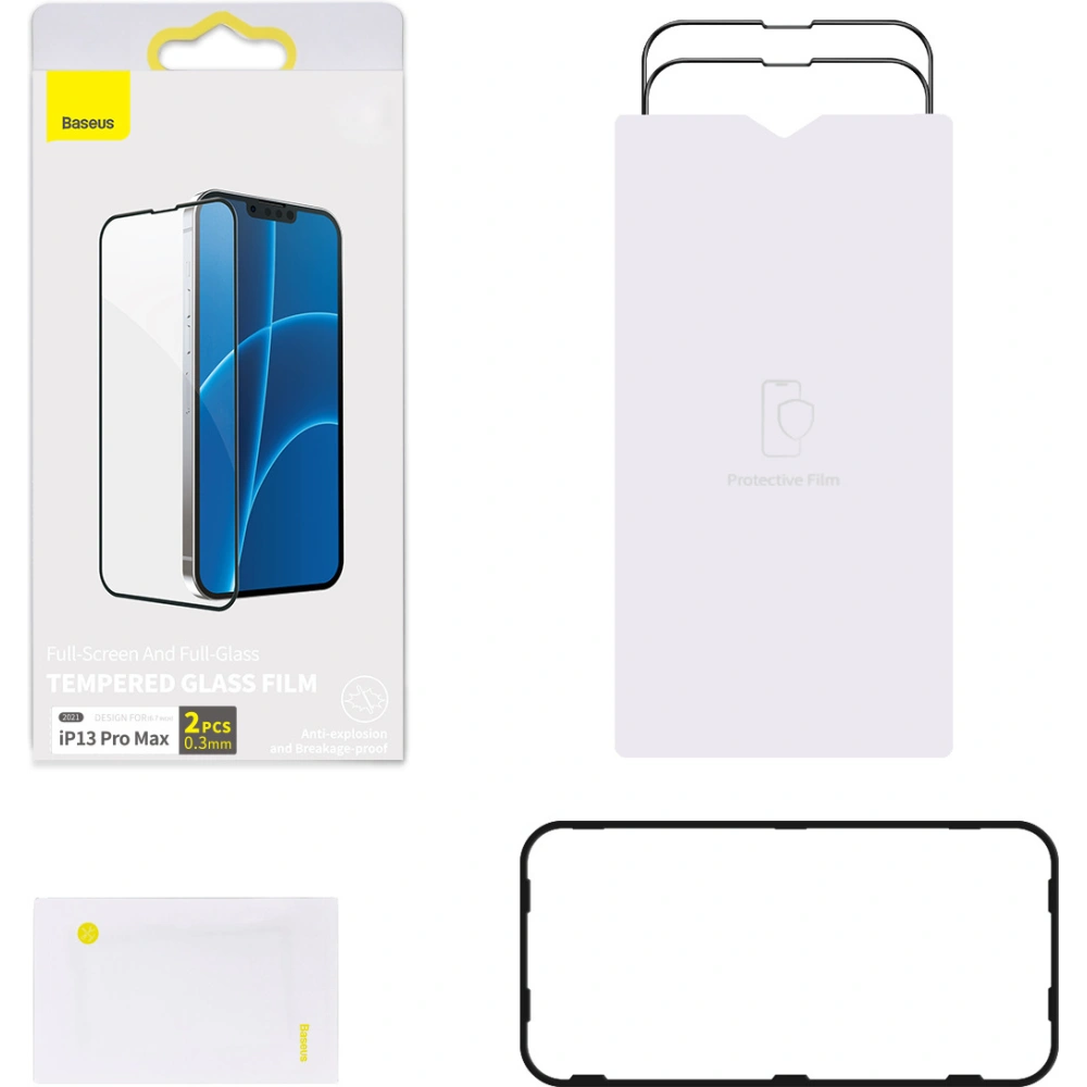 Hurtownia GSM - Tvrzené sklo 0.3mm Baseus SGQP010201 Apple iPhone 13 Pro Max [2 PACK] (černý rám) - BSU2942 - {ean13} - Hurt