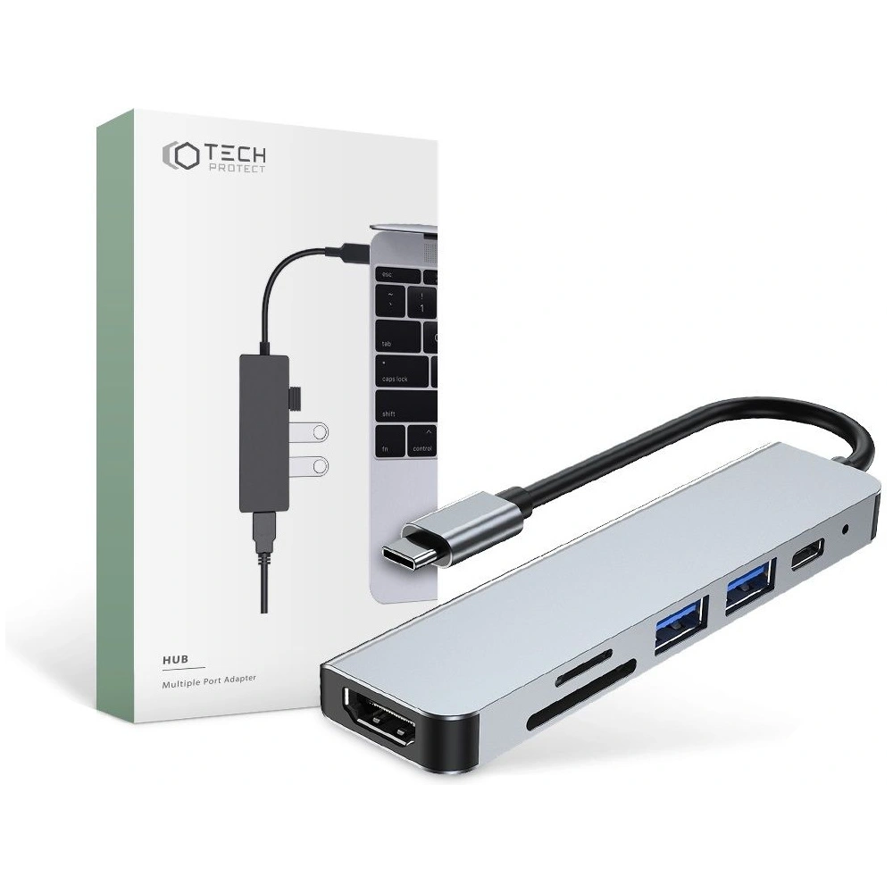 Hurtownia GSM - Hub 6w1 Tech-Protect V4 Šedá - THP809GRY - {ean13} - Hurt